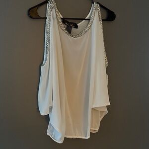 Blue Rain White Beaded Blouse